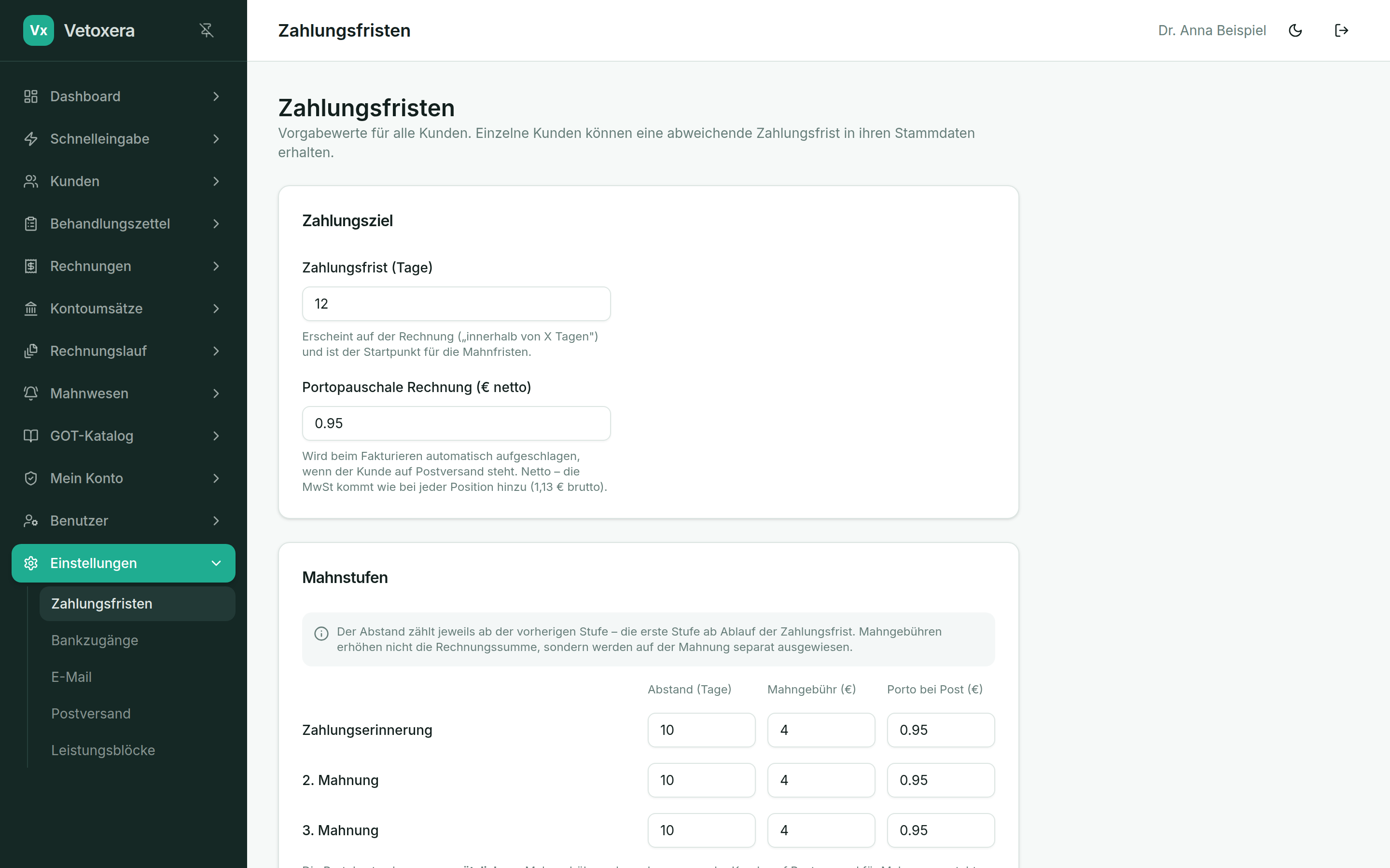 Zahlungsfristen und Mahnstufen